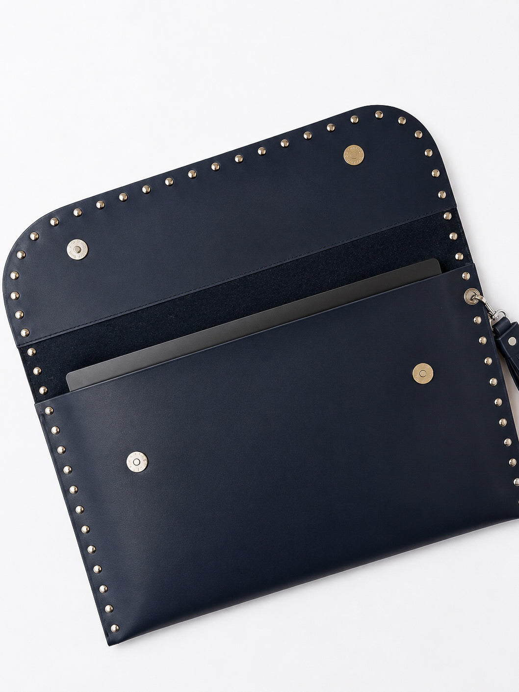 Navy Leather Laptop Sleeve