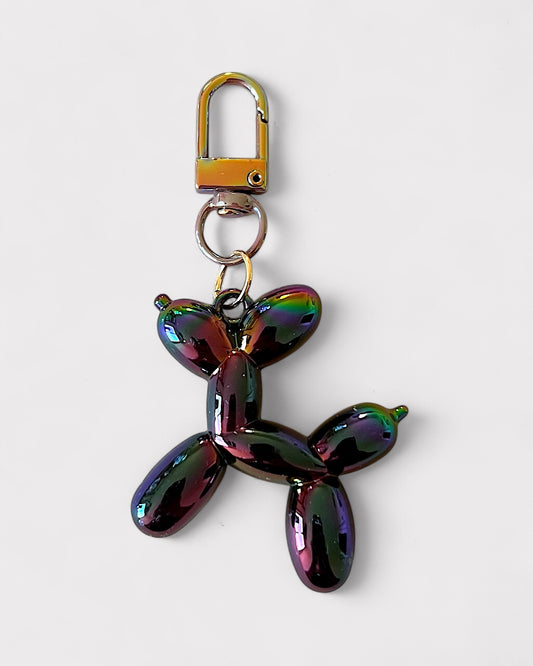 Metallic black balloon dog charm
