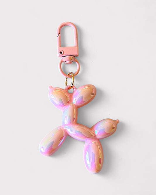 Metallic pink balloon dog charm
