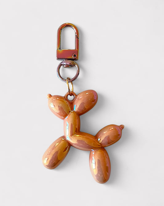 Metallic brown balloon dog charm