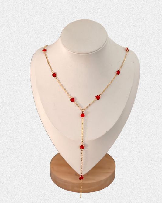 Red stones drop necklace