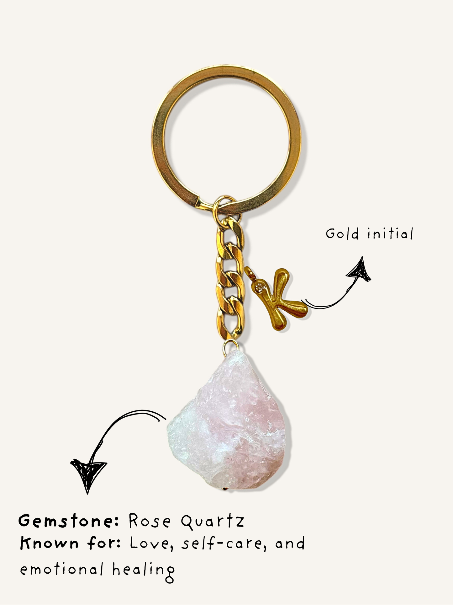 Rose quartz keychains