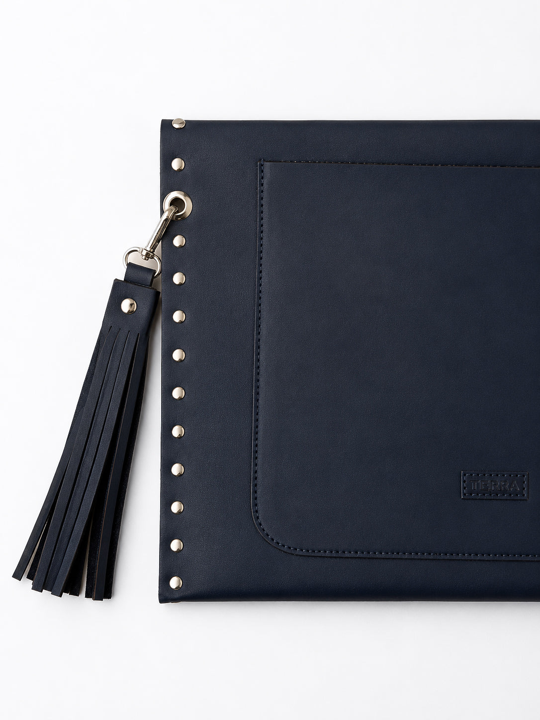 Navy Leather Laptop Sleeve