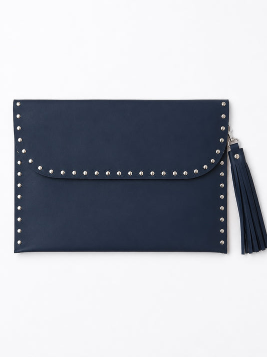 Navy Leather Laptop Sleeve