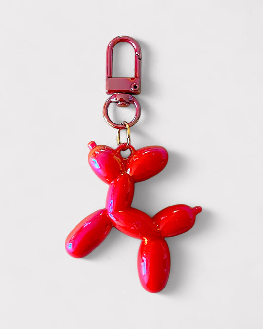 Metallic red balloon dog charm