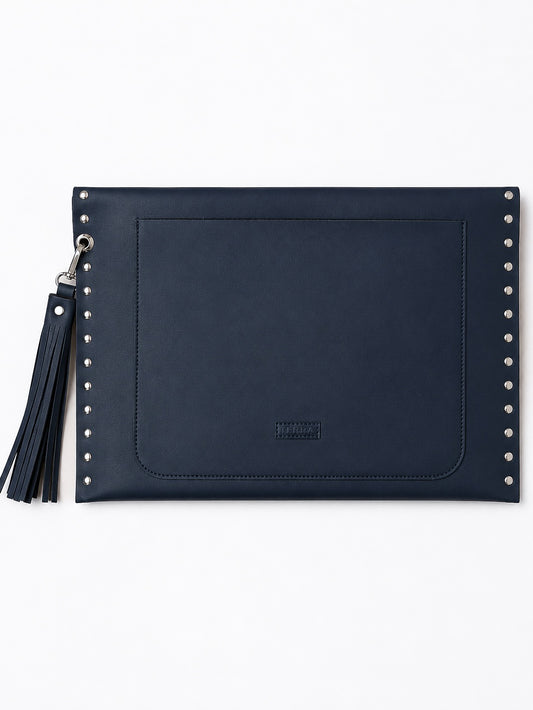 Navy Leather Laptop Sleeve